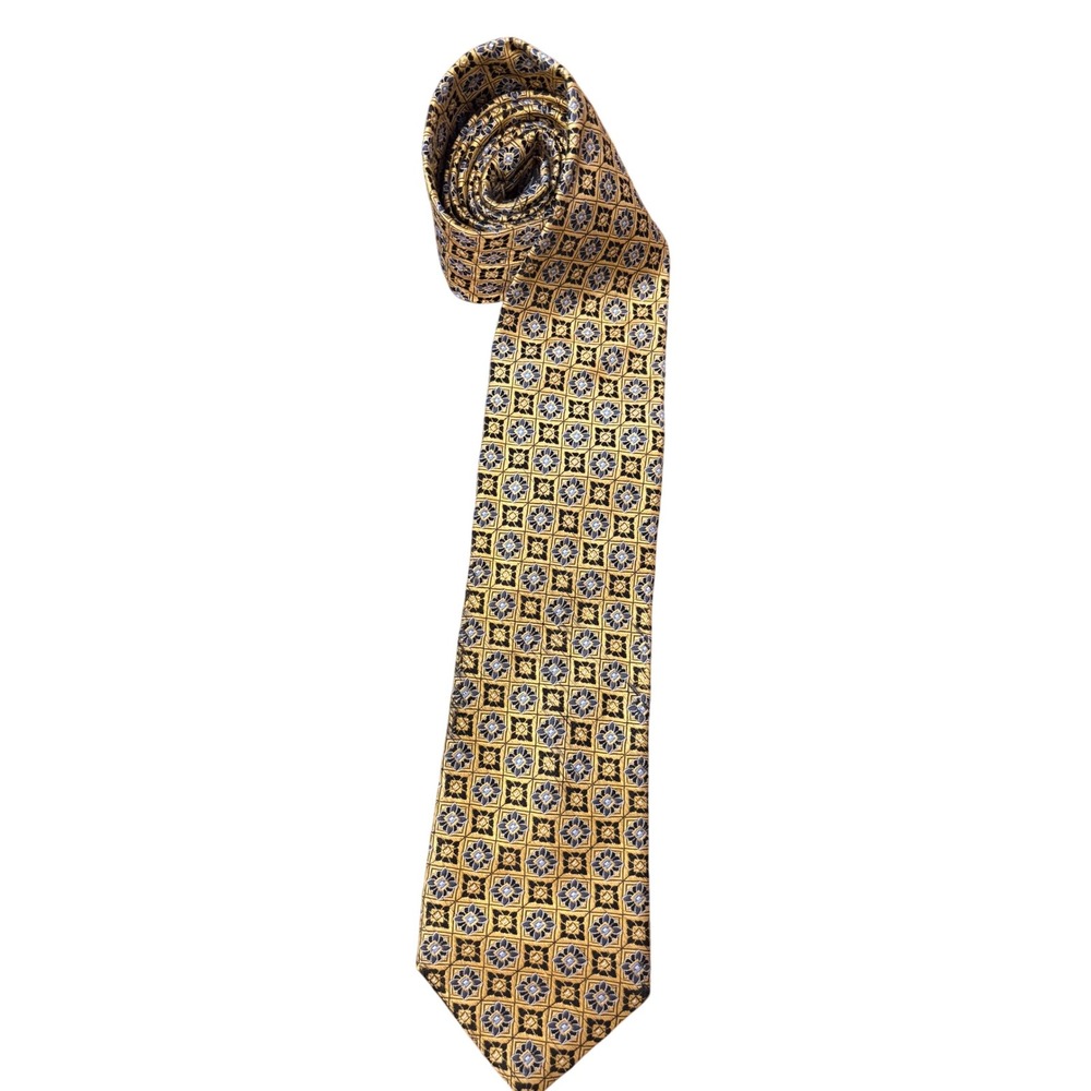 Jos. A. Bank‎ Necktie Signature Collection Gold Blue Patterned Men's Tie Flaw